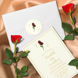 Ivory Gold Rose Wedding Invitation