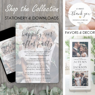 Happily Ever After Party 2 Photo Overlay Wedding Invitation