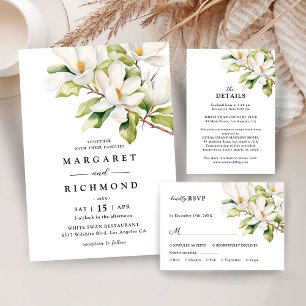 White Magnolia Elegant Watercolor Floral Wedding Napkin