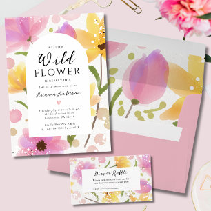 Elegant Watercolor Flowers Script Baby Shower  Square Sticker