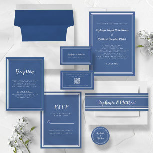 Classic Blue Wedding Blue Return Address White Envelope