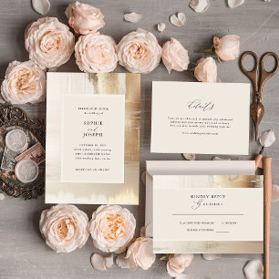 Golden Abstract   Elegant Wedding Details Enclosure Card