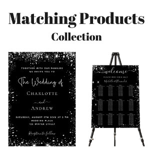 Black silver sparkle wedding invitation budget flyer