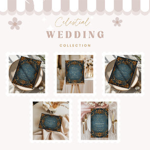 Golden Starry Night Wedding Invitation