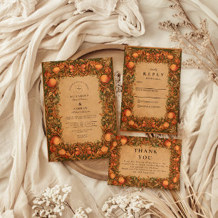 Vintage Pomegranate Art Nouveau Wedding Invitation