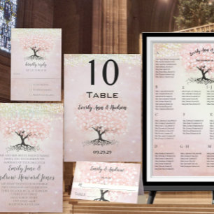 Mason Jar Peachy Pink Heart Leaf Tree  Wedding Invitation