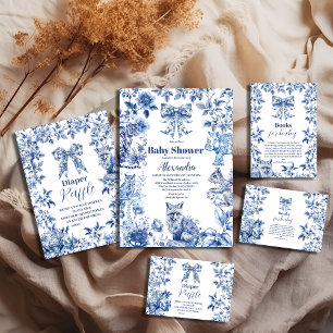 Toile De Jouy Bow Baby Shower Books for Baby Enclo Enclosure Card