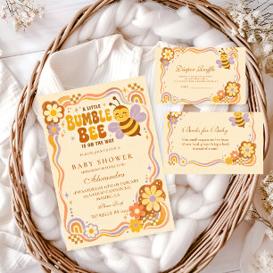 Retro Bumble Bee Baby Shower Diaper Raffle Enclosure Card