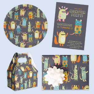 Cute Monsters Personalised Paper Plate