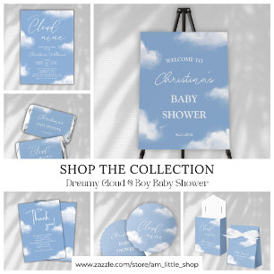 We're on Cloud 9 Blue Baby Shower Invitation