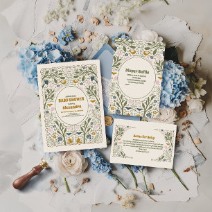 Rustic Green Woodland Fern Baby Shower Enclosure Card