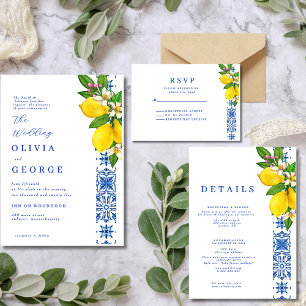 Elegant Lemon & Blue Mediterranean Enclosure Card