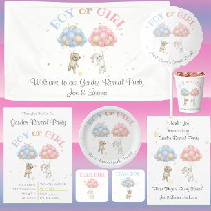 Bear & Bunny Gender Reveal Party Invitation