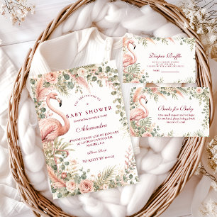 Elegant Pink Flamingo Safari Diaper Raffle Enclosure Card