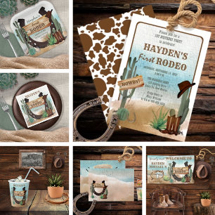 First Rodeo Cowboy Western Boy 1st Birthday Party Napkin