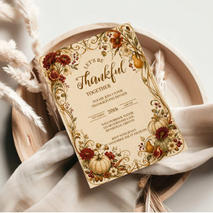 Elegant Art Nouveau Thanksgiving Dinner Invitation