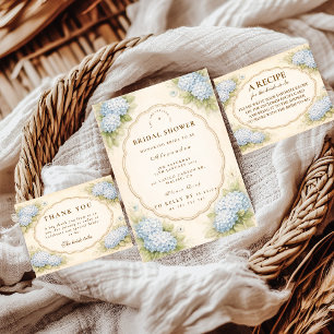 Vintage Blue Hydrangea Garden Bridal Shower Invitation