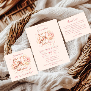 Blush Floral Elegant 50th Birthday Napkin