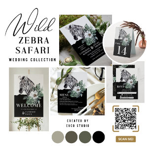 Watercolor Floral Wild Zebra Safari Wedding  Napkin