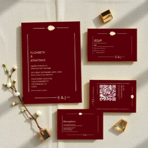 Burgundy Autumn Wedding Invitation