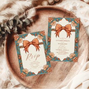 Ornamental Vintage Floral Art Nouveau Wedding  All In One Invitation