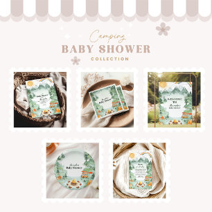 Watercolor Camping Baby Shower Paper Plate