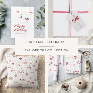 Berry Red Christmas Monogram Bauble Ornaments Wrapping Paper Sheet