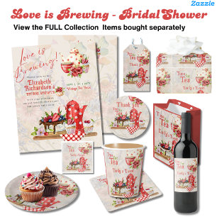 Love Brewing Retro Vintage Bridal Shower Tea Party Flyer