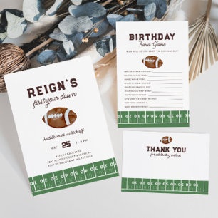 Boy's Football First Year Down 1st Birthday Party Invitation