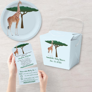Giraffe Baby Shower With RSVP All In One Invitation