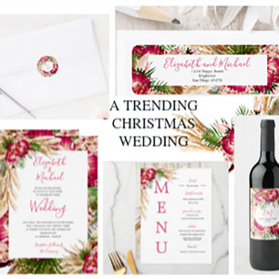 Festive Holiday Christmas Wedding Invitation