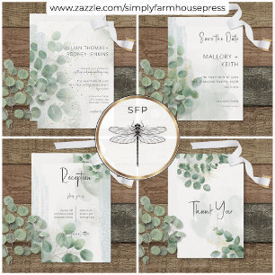 Modern Sage Green Eucalyptus & Gold Wedding Thank You Card