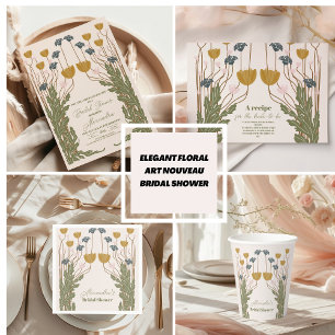 Elegant Floral Art Nouveau Bridal Shower Napkin