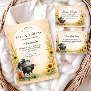 Rustic Sunflower Baby Q Baby Shower Invitation