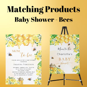Cute Bee Baby shower yellow florals mum to bee Invitation