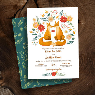 Romantic Foxes and Rustic Floral Foliage RSVP