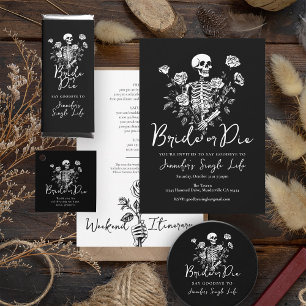 Bride or Die Floral Skeleton Bachelorette Weekend Invitation