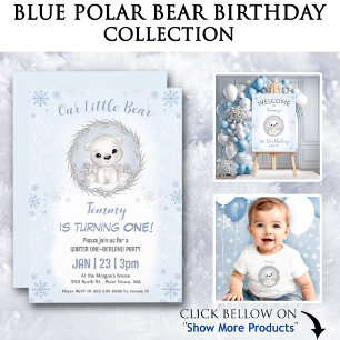 Winter Beary 1st Birthday Cute Blue Polar Bear Napkin