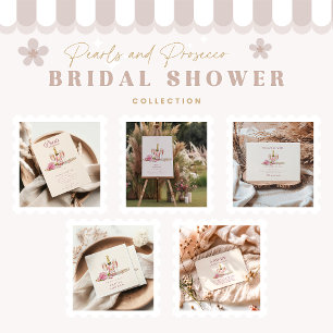 Blush Bubbly & Pearls Bridal Shower  Thank You Card