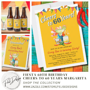 Cheers to 60 Years - Aged to Perfection - Fiesta  Square Sticker