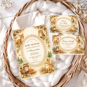 Vintage Storybook Woodland Baby Shower Invitation