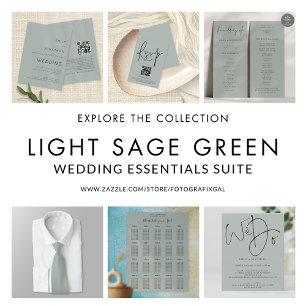 Simple Typography  Light Sage QR Code Wedding Invitation