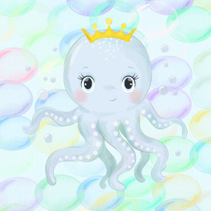 Under The Sea Prince Octopus Boy Baby Shower Invitation