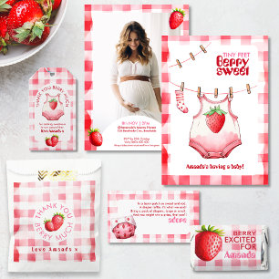 Diaper Raffle Baby Shower Strawberry Gingham Pink  Enclosure Card