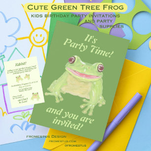 Cute Green Tree Frog - birthday card. Card