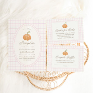 Little Pumpkin Pink Baby Shower Diaper Raffle Enclosure Card