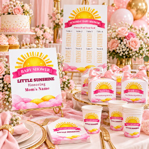 Pastel Pink Cloud Baby Girl Shower Paper Plate