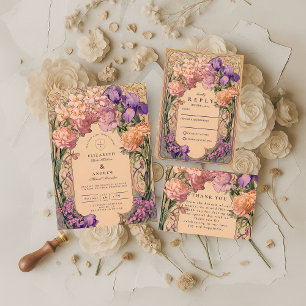 Art Nouveau Floral Wedding Invitation