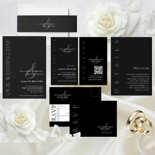 Modern Black and White-Wedding Photo-Thank You- Invitation