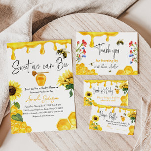 Bee Yellow Honey Floral Book for Baby Shower Game Enclosure Card